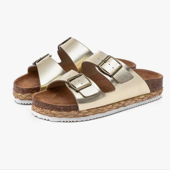 NIB Lryweisy Women Cork Sandals Comfortable Espadrilles Flatform Sz 8 - Picture 1 of 7